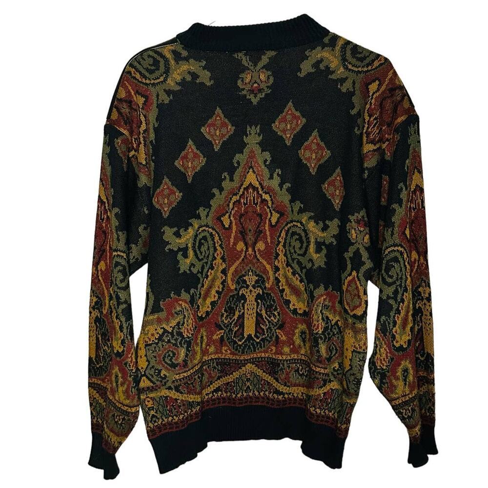 Vintage International Index Acrylic Black & Gold Funky Pattern Sweater Size S - Picture 4 of 9